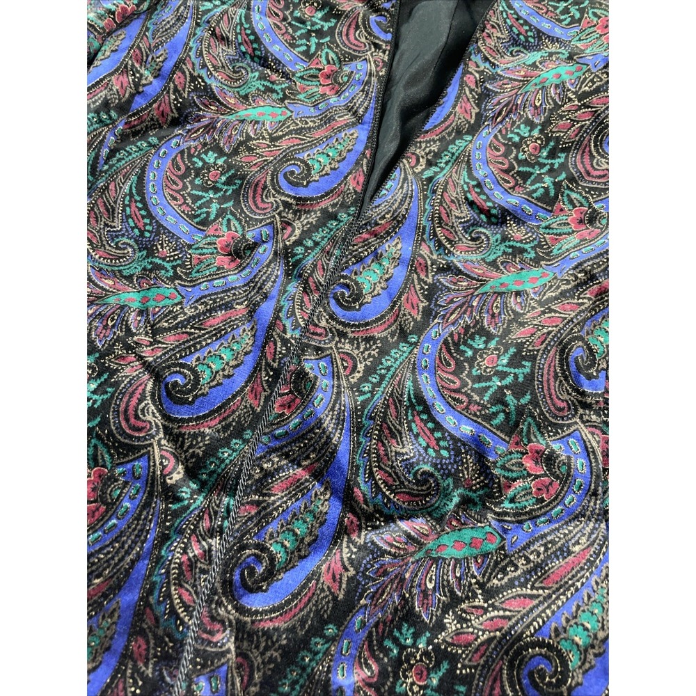 Tanjay Floral Crushed Velvet Open Front Suit Blazer‎ Preppy Artsy Size 6